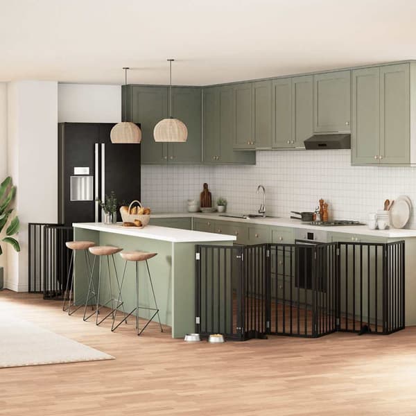 vidaXL foldbar hundegitter med dør 15 paneler sort 750 cm