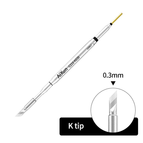 Aixun C210-K030 precisionslödspets, K-typ 0,3 mm, 80,12 mm lång