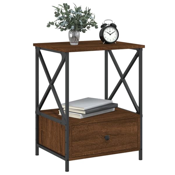 vidaXL sengebord brunt egetræ 50x41x65 cm træbaseret materiale