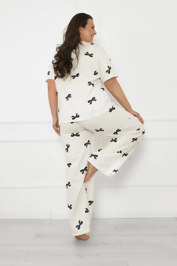 Dampyjamas, kortärmade, långbyxor, Figaro M
