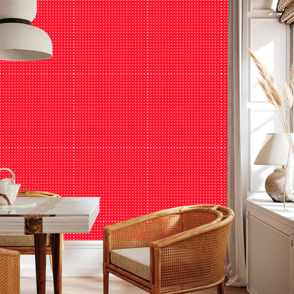 Dots-tapetti, punainen tausta, punainen keskusta, 50x1000 cm