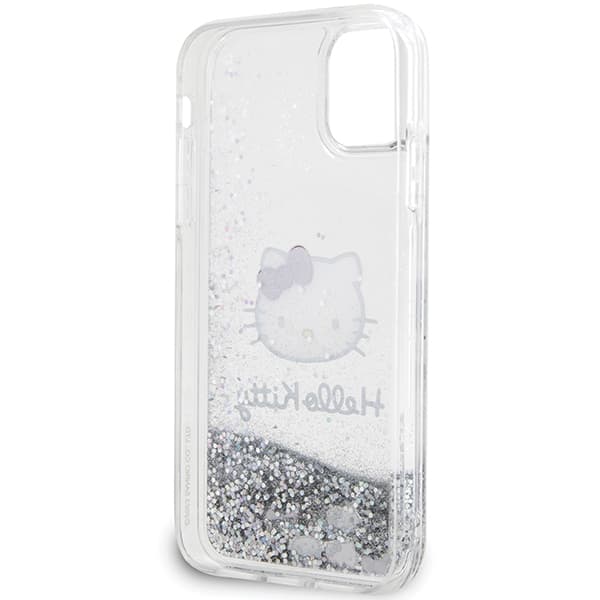 Hello Kitty Liquid Glitter Charms Kitty Head-cover til iPhone 11 / Xr, sølv