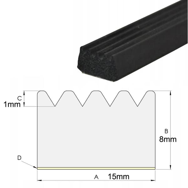 Heckermann 8mm vinduestætning - 1m