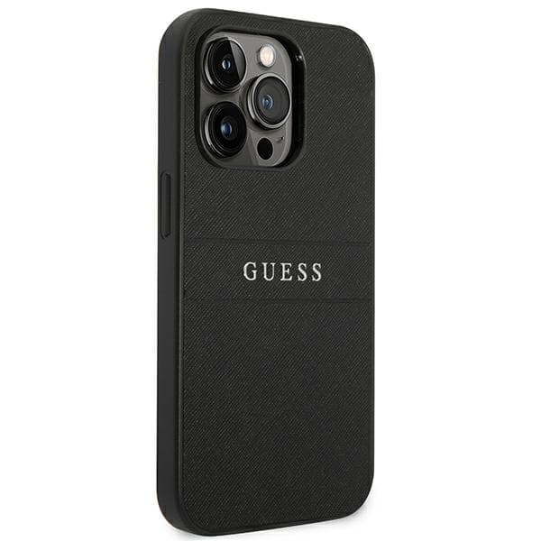 Guess Saffiano -ranneke iPhone 14 Prolle, musta