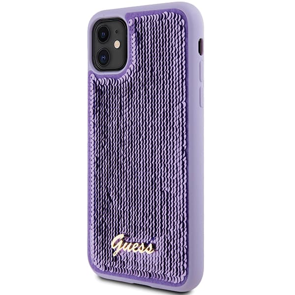 Guess Sequin Script Metal cover til iPhone 11 / Xr, lilla/lilla