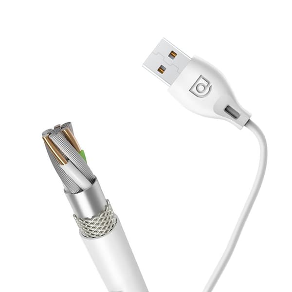 USB - mikro-USB-kabel 2.4A 2m vit