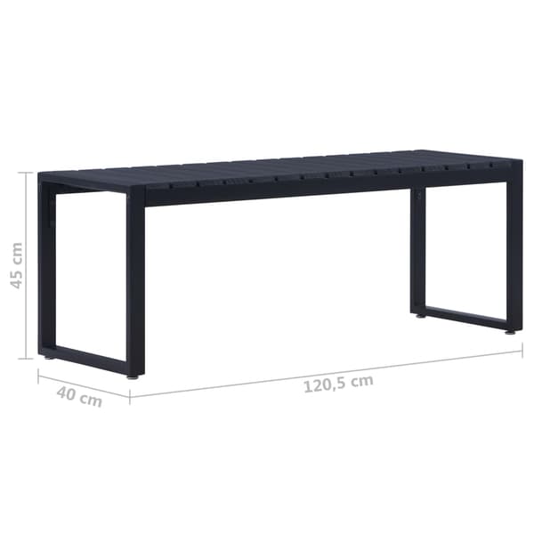 vidaXL havebænk 120,5 cm PS-plade sort