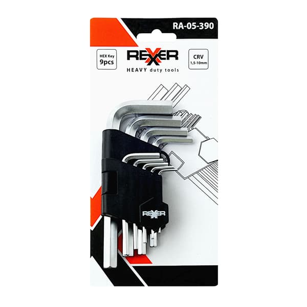 KORTE ANNEXNØGLER 1,5-10 MM 9 STK.