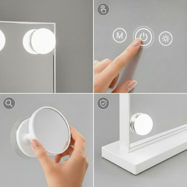 Hollywood Kosmetisk Makeup Spejl 80x60 LED med Bluetooth