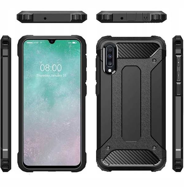 ETUI til Samsung Galaxy A70 sort Pansret ARMOR ETUI + GLAS