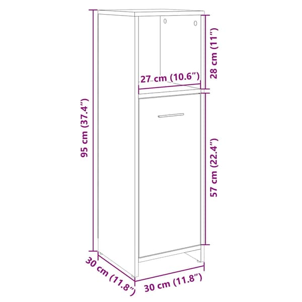 vidaXL badeværelsesskab Sonoma eg 30x30x95 cm spånplade