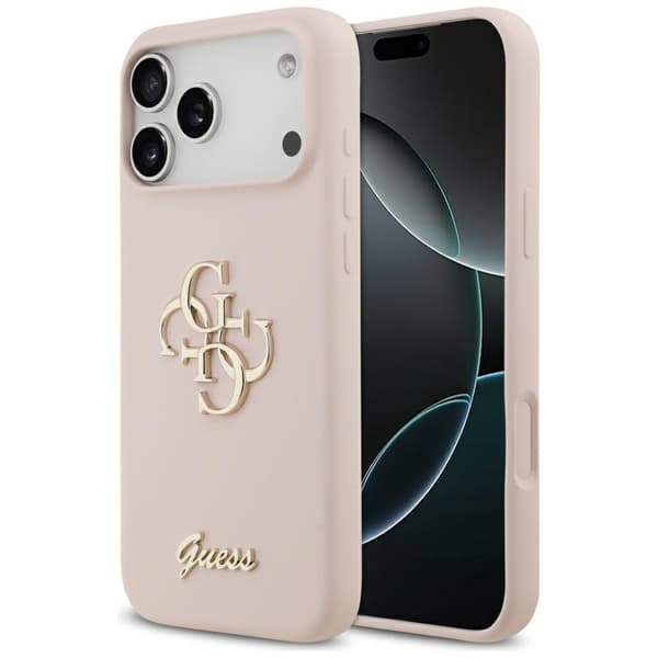 Guess Silikone Stort 4G Script Etui til iPhone 17 Pro Max Lyserød