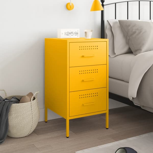 vidaXL Sängbord senapsgult 36x39x68 cm stål