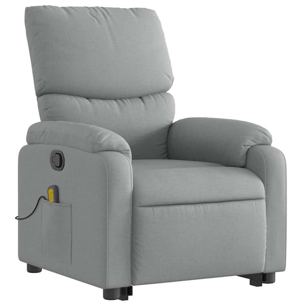 vidaXL Lyftbar massagefåtölj ljusgrå tyg