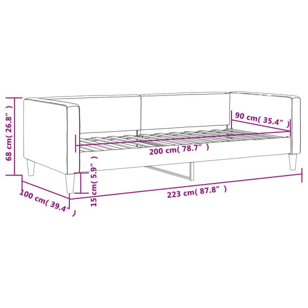 vidaXL Bäddsoffa ljusgrå 90x200 cm tygklädd