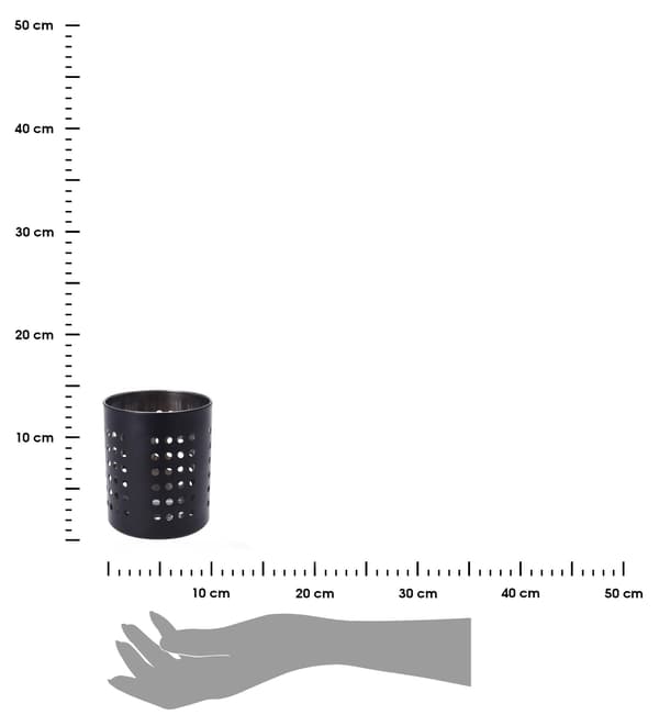 Bestickbehållare i svart metall
