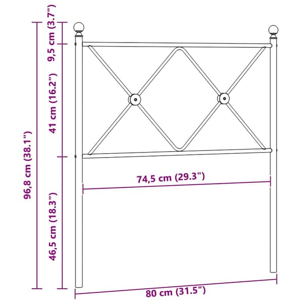 vidaXL metalsengegavl sort 75 cm