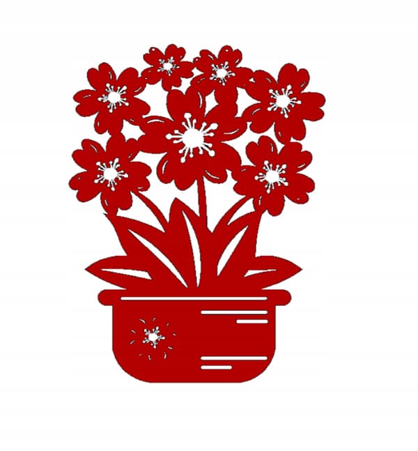 1. Urtepottevedhæng, blomster, åbent arbejde, FARVER