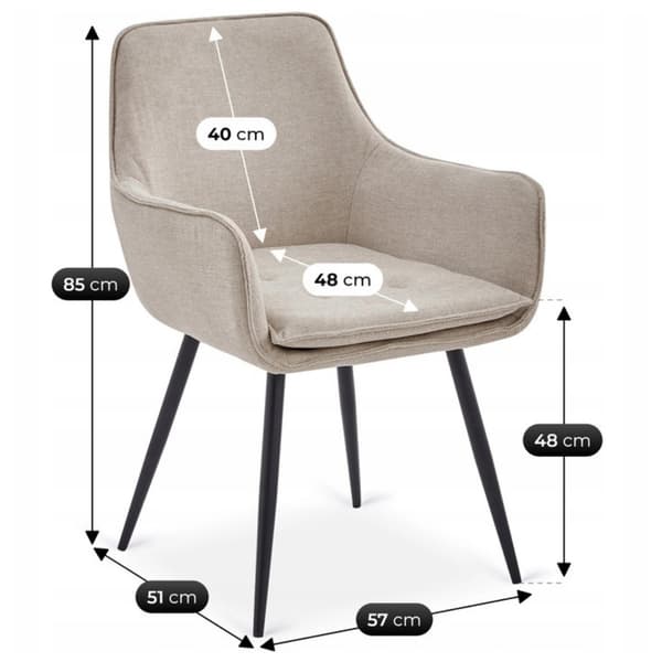 EDRICK Cremefarvet Moderne Loft Polstret Spisebordsstol