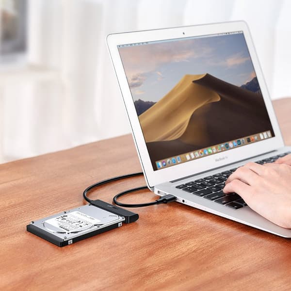 2.5'' SATA III 3.0 - USB-C HDD SSD -sovitin - musta
