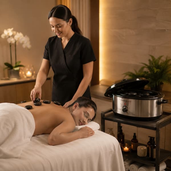 Massagestenvarmer 6l rustfrit stål 750w temperaturkontrol