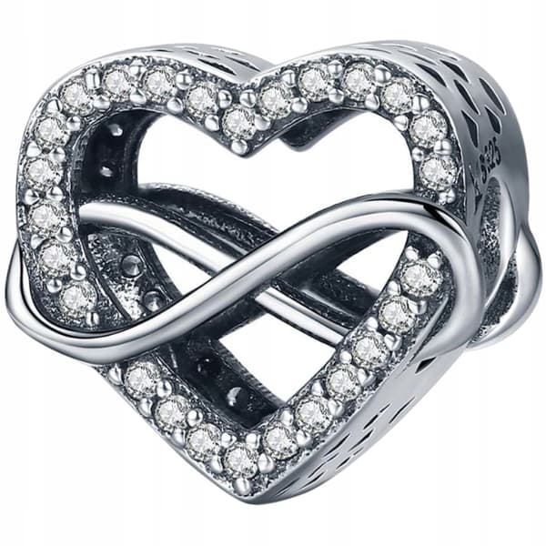 Infinity hjerte charms sølv 925 sølvperlevedhæng pr 925