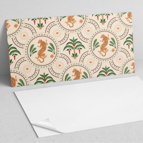 Selvklæbende trykt panel - perfekt til køkkenet 120x60 cm tropisk leopardmønster