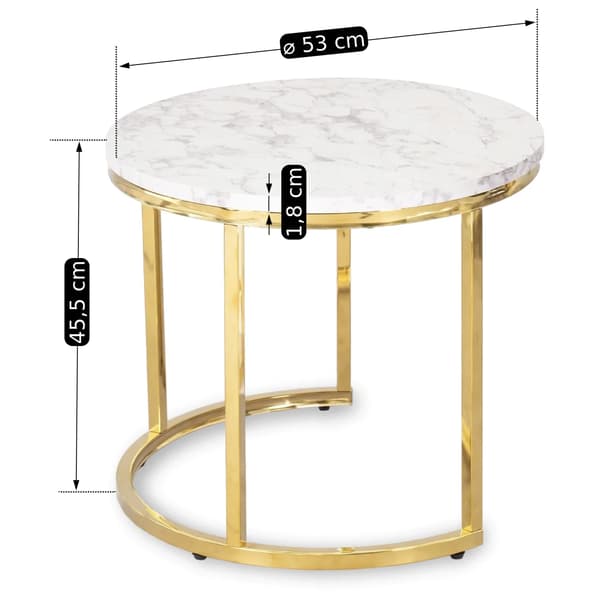 OLIS Soffbordsset 43 cm/53 cm vitguldmarmor glamoröst vardagsrum