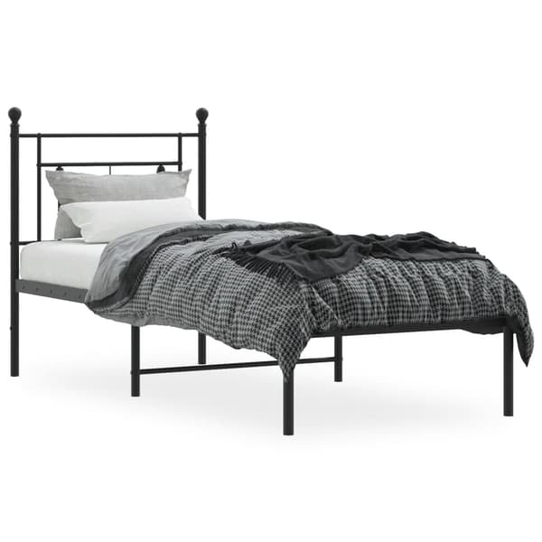 vidaXL metalsengestel med hovedgærde sort 75x190 cm