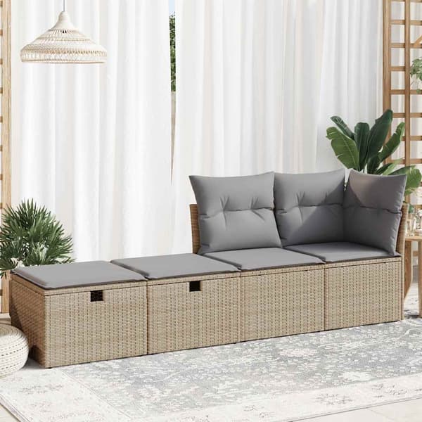 vidaXL 2-delt sofasæt med hynder, beige, polyrattan og akacie
