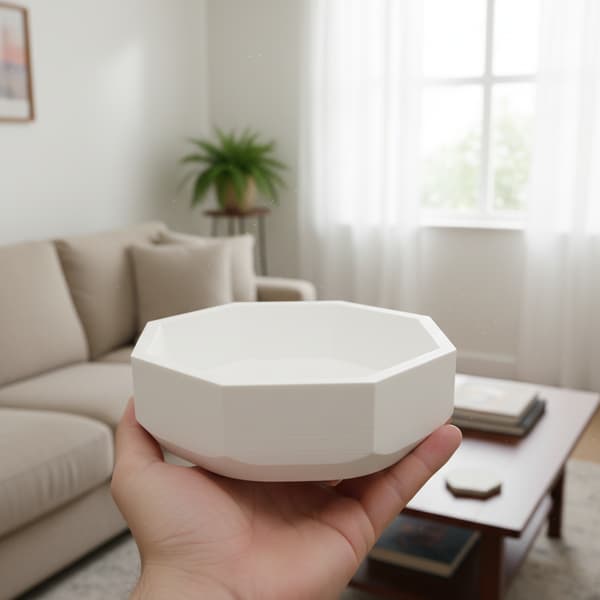 Vit åttkantig geometrisk skål, modern design