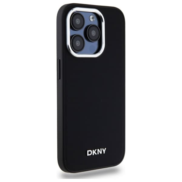 DKNY Plain Logo MagSafe -kotelo iPhone 15 Pro Maxille, musta
