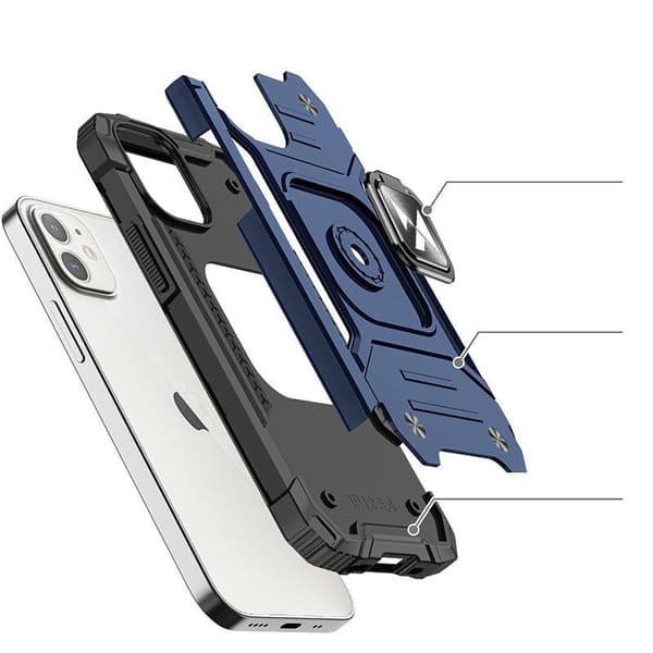 Armeret cover til iPhone 14 Plus magnetisk holder Ring Armor blå