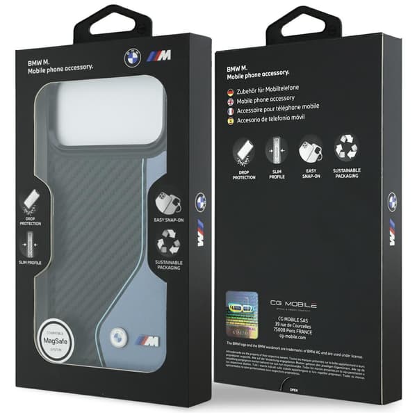 BMW M Carbon Logo MagSafe-cover til iPhone 17 Pro Max, blå