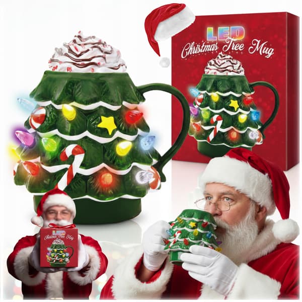 Julmugg glödande julgran LED julemand gåva 200ml