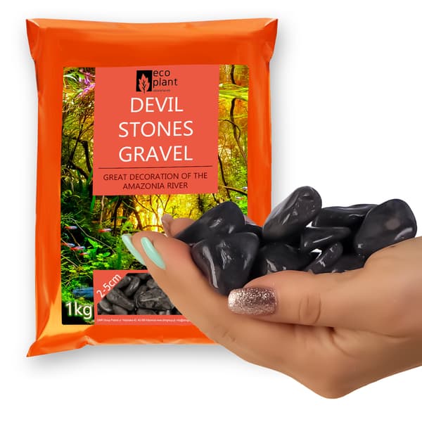 Eco Plant Devil Stones 1 kg - sorte småsten 20-50 mm