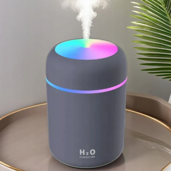 Luftfuktare Aromdiffusor H2O LED-lampa RBG Svart