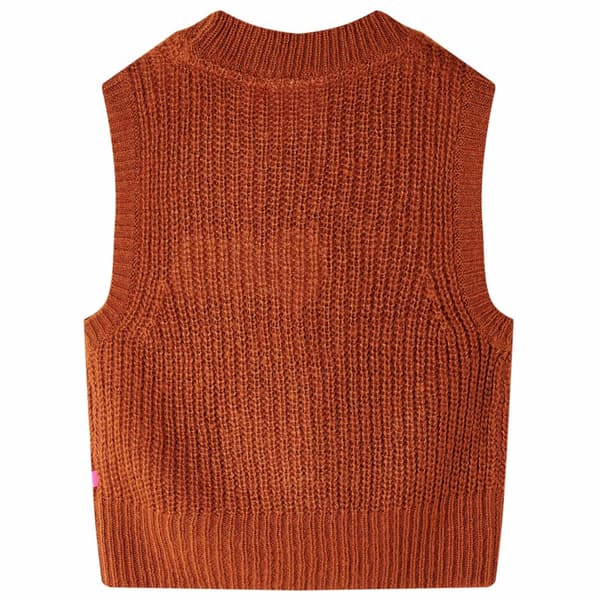 Børne strikket sweatervest, cognac, 104