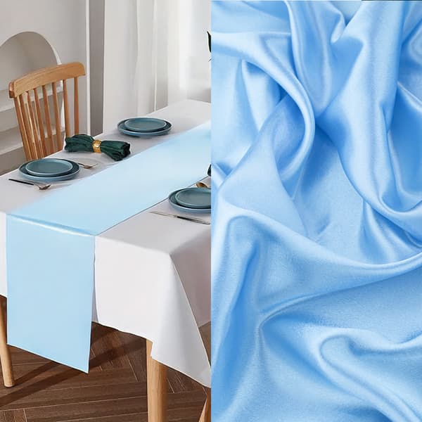 Satin crepe stof, blå farve