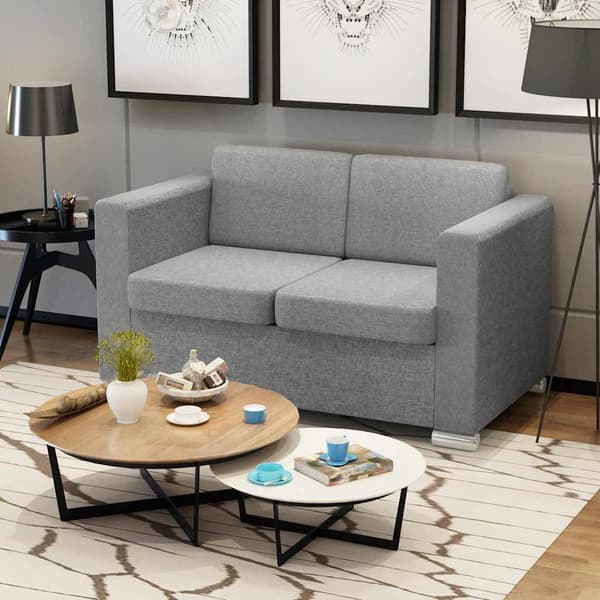 vidaXL 2-sits klädd soffa ljusgrå