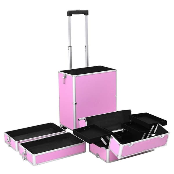 vidaXL makeup-vogn, aluminium, lyserød