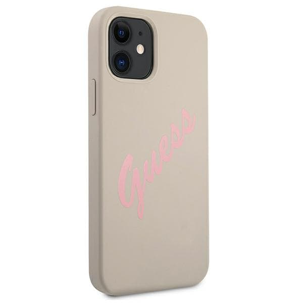 Guess Silikone Vintage Etui til iPhone 12 mini, Grå Pink