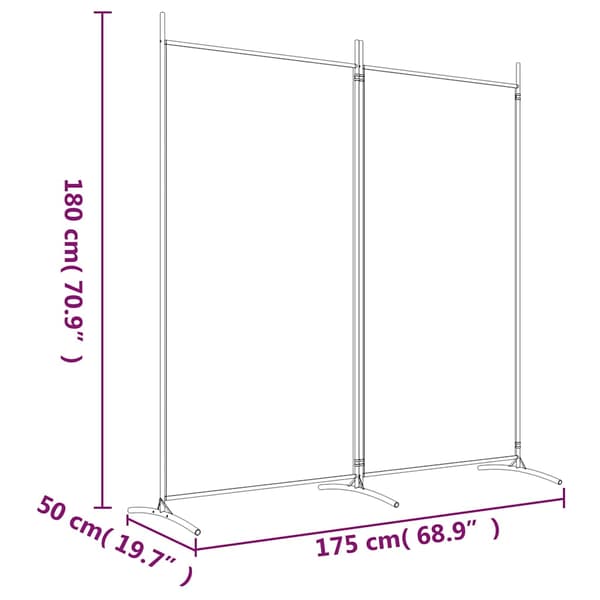 vidaXL 2-panels rumdeler sort 175x180 cm stof