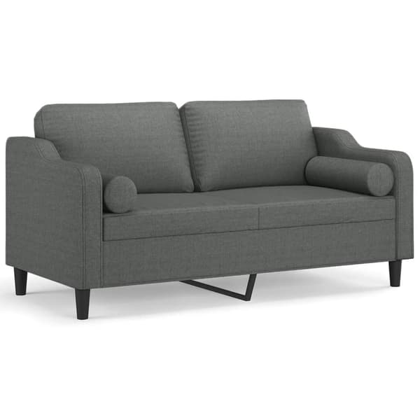 vidaXL 2-sitssoffa med kuddar, mörkgrå, 140 cm, tyg