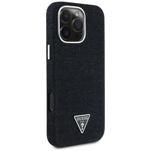 Guess Denim Triangle Logo MagSafe-etui til iPhone 16 Pro, sort