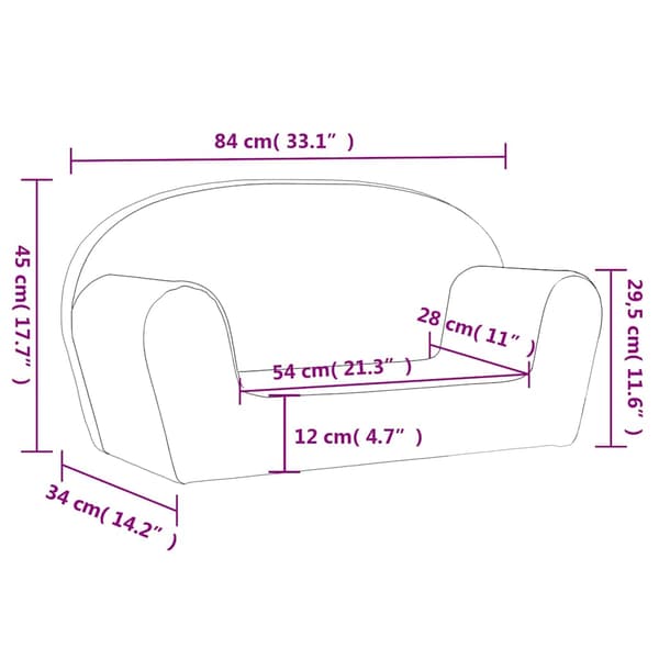 vidaXL Barnsoffa, 2-sits, krämfärgad, mjuk plysch