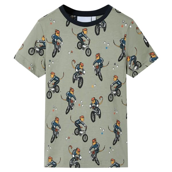 Barnpyjamas med kort ärm, ljus khaki, 92