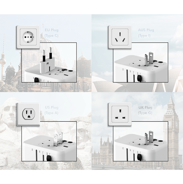 LogiLink 20W PD USB-oplader rejseadapter 4 USB-C/A-porte 200 lande