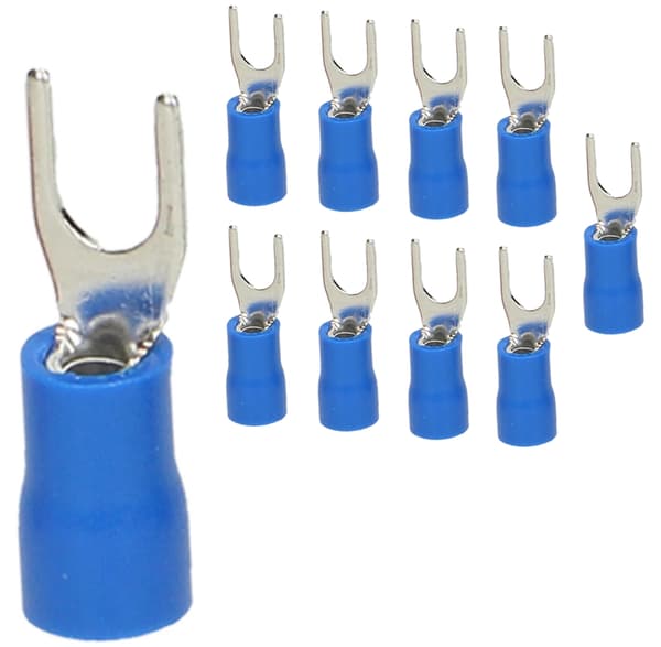 Isoleret kobberkabel spadeterminal 2,5 mm2 M4 10 stk. Blå