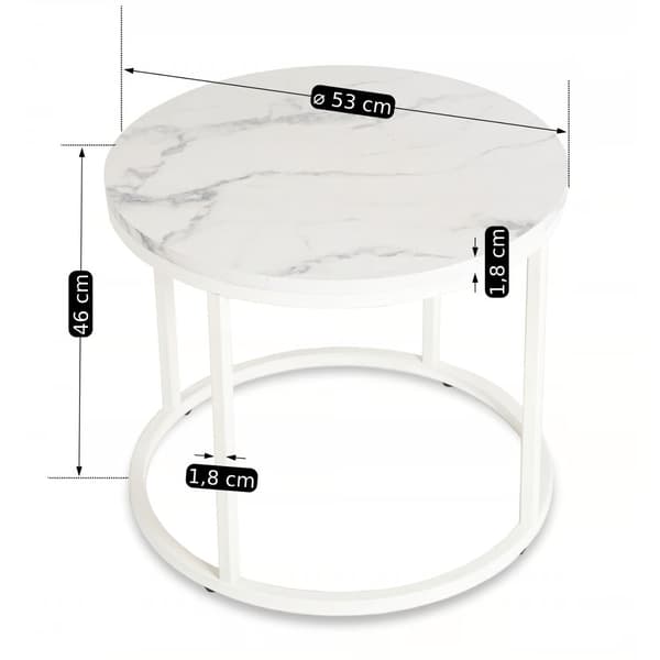 AGNES Soffbord 53 cm Vit Marmor Modern